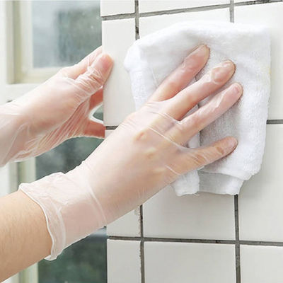 Anti gants élastiques acides de PVC de vinyle de protection de travail jetable transparente de gants