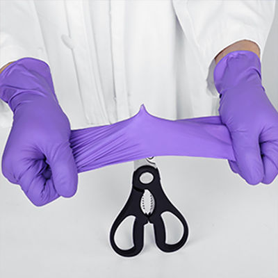 Pourpre 5 gants médicaux en nitrile de mil grands longs en caoutchouc libres de poudre imperméables