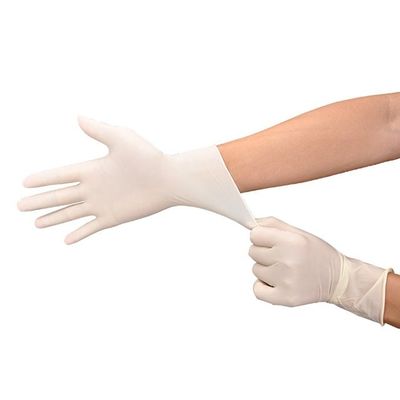 Gants médicaux jetables de latex de longueur blanche laiteuse de 240mm ambiants