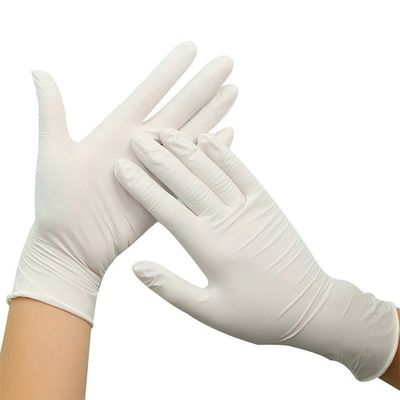 Gants médicaux jetables de latex de longueur blanche laiteuse de 240mm ambiants