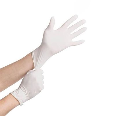 Gants médicaux jetables de latex de longueur blanche laiteuse de 240mm ambiants