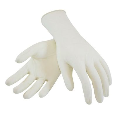 Gants médicaux jetables de latex de longueur blanche laiteuse de 240mm ambiants