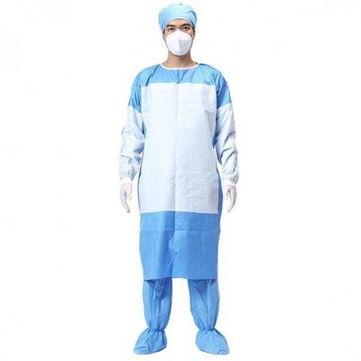 Robe longue chirurgicale non tissée chirurgicale jetable bleue de la robe EN1186 contre des virus