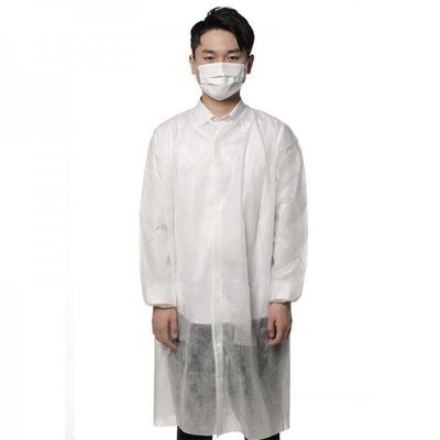 manteau non tissé blanc de laboratoire de robes jetables d'hôpital de 35gsm SMS