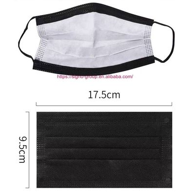 Pollution protectrice jetable du masque protecteur d'earloop noir anti 50pcs/box