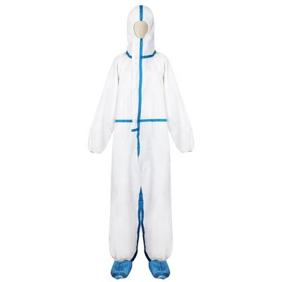 Combinaisons microporeuses jetables imperméables libres de latex blanc avec le capot