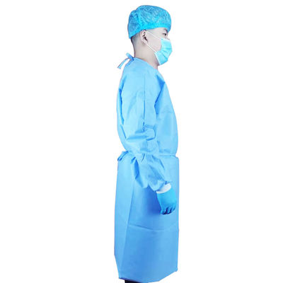 L'isolement 35gsm en plastique bleu renforcé habille les robes jetables non médicales de pe