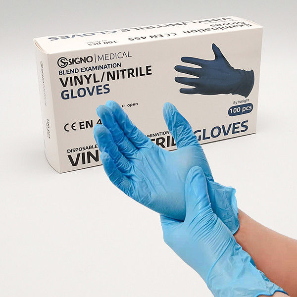 Gants jetables de mélange de nitriles de vinyle de PVC de taille moyenne de gants de vinyle d'anti piqûre