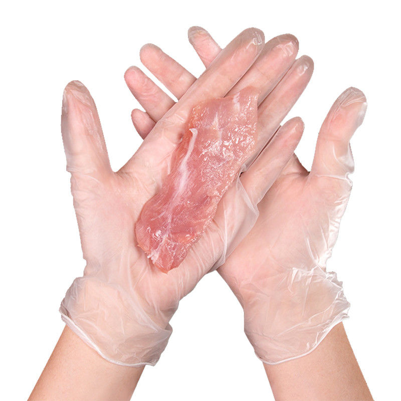 Anti gants élastiques acides de PVC de vinyle de protection de travail jetable transparente de gants