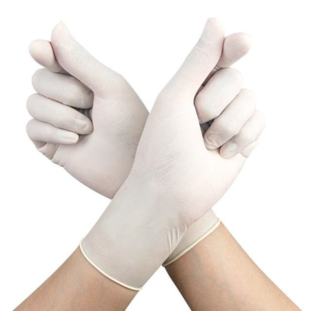 Gants médicaux jetables de latex de longueur blanche laiteuse de 240mm ambiants