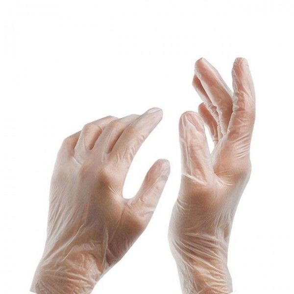 Gants jetables clairs en poudre de vinyle grand L anti glissement de XL
