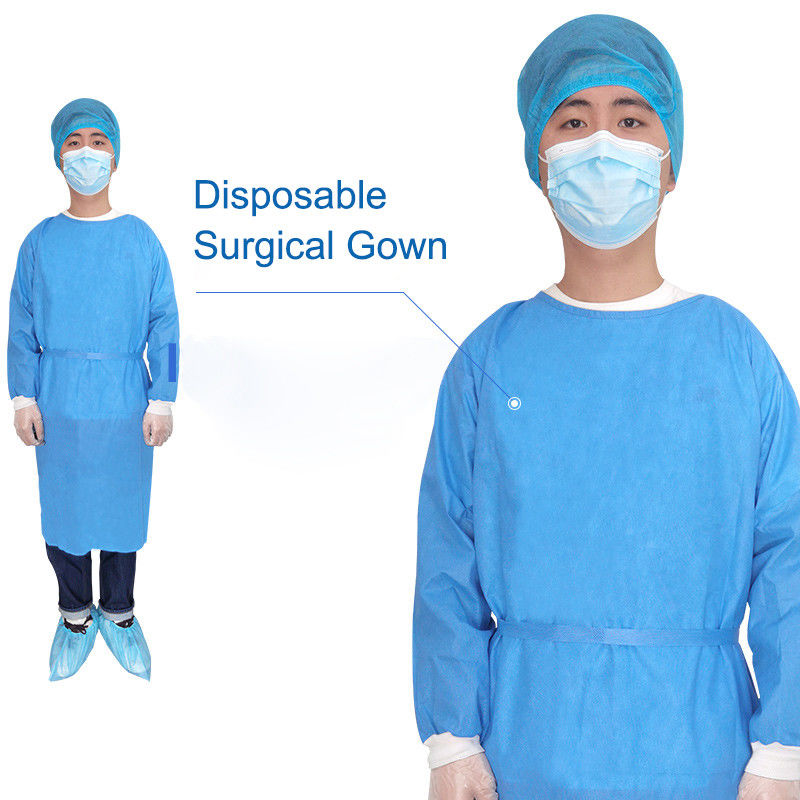 Robe chirurgicale jetable non-tissée de SMS de cou élastique de v contre des bactéries